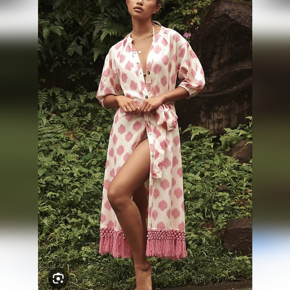 NWT MER ST. BARTH Estelle Women's Fringed Shirtdress
